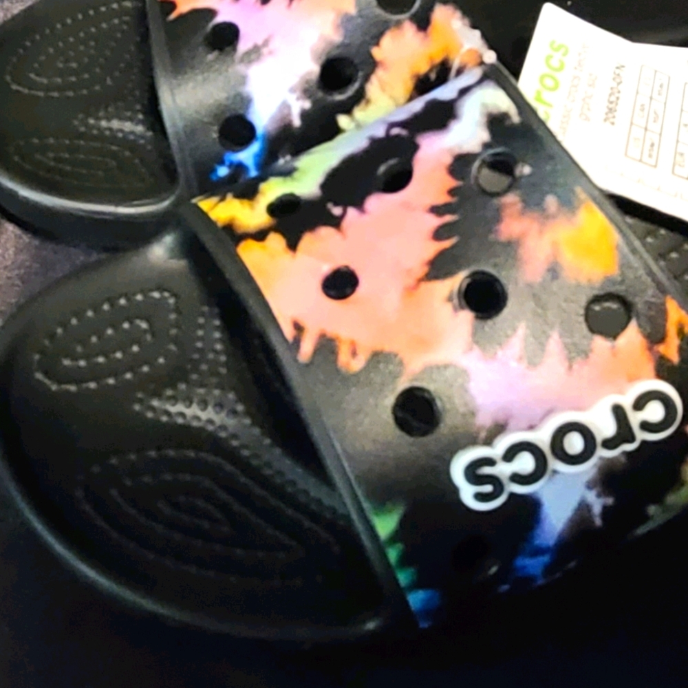 Crocs Tye Dye Slides W7 NWT